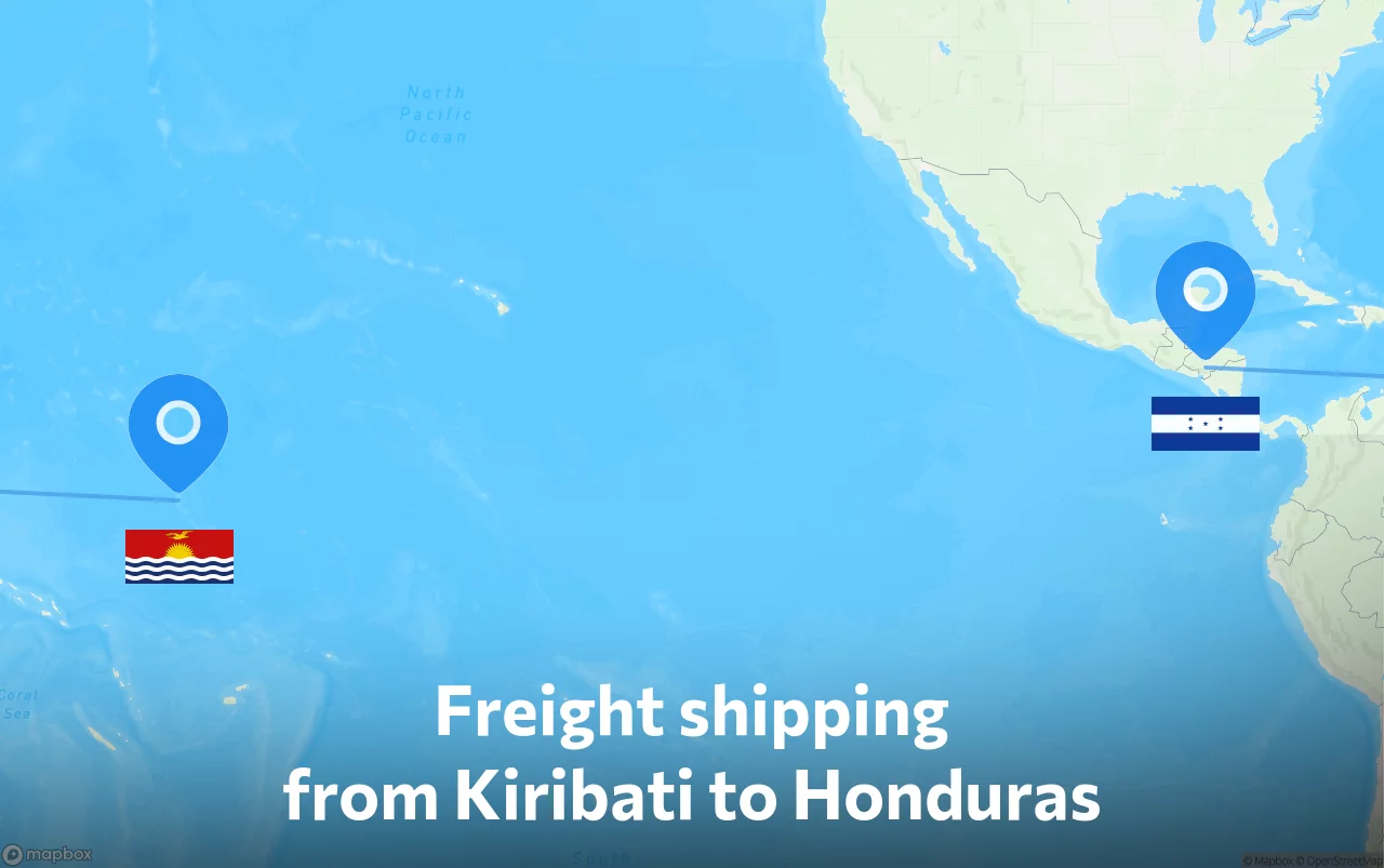 Shipping route from Kiribati to Honduras