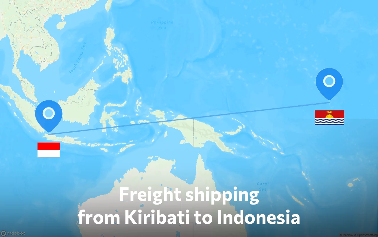 Shipping route from Kiribati to Indonesia