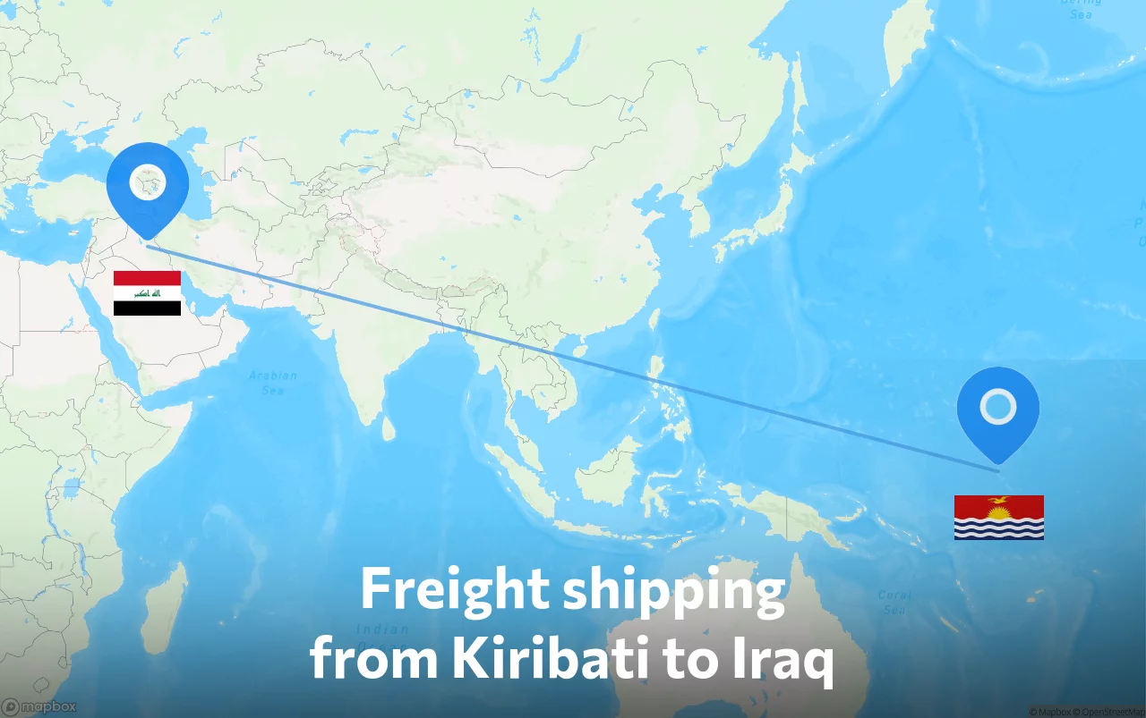 Shipping route from Kiribati to Iraq