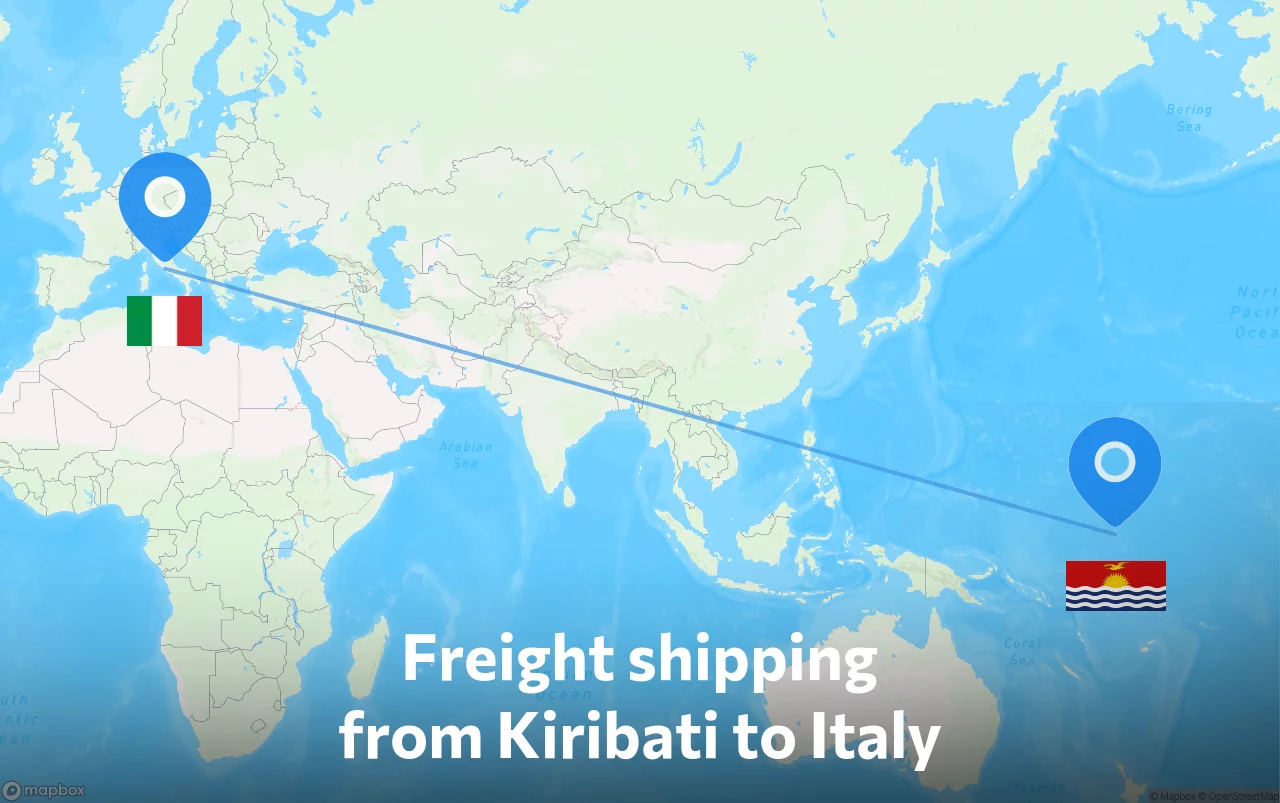 Shipping route from Kiribati to Italy