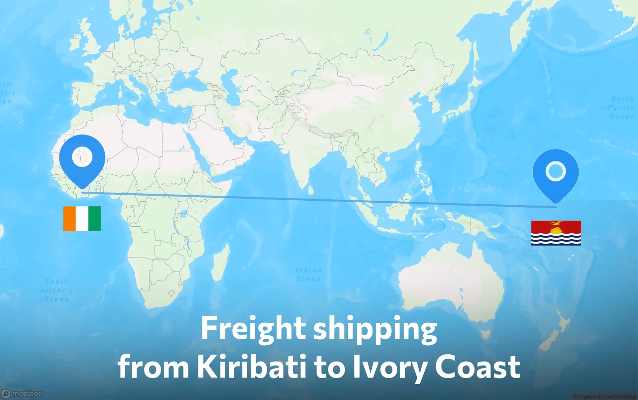 Shipping route from Kiribati to Ivory Coast
