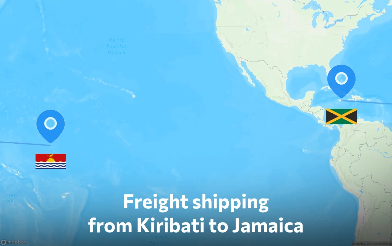 Shipping route from Kiribati to Jamaica