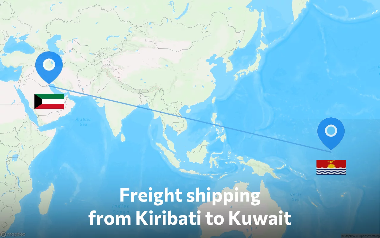 Shipping route from Kiribati to Kuwait