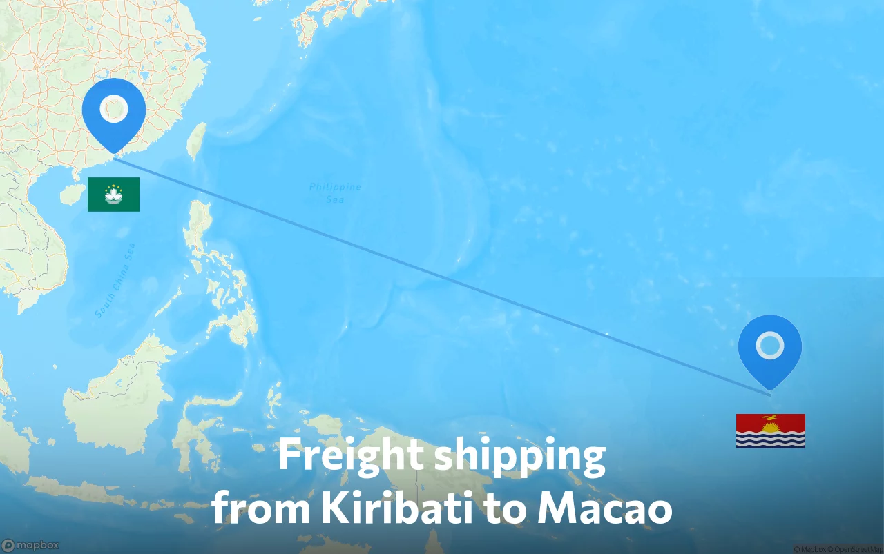 Shipping route from Kiribati to Macao