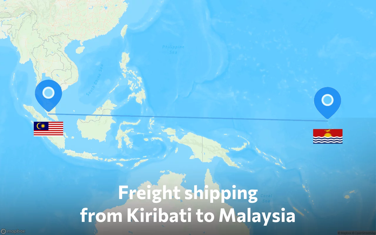 Shipping route from Kiribati to Malaysia