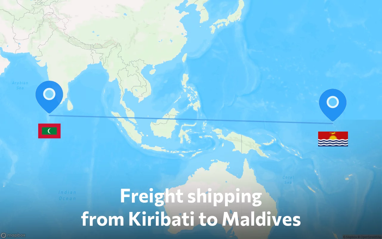Shipping route from Kiribati to Maldives