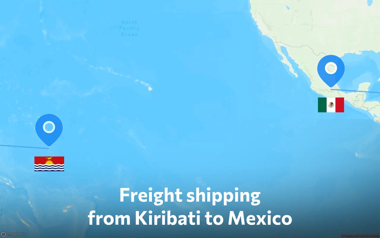 Shipping route from Kiribati to Mexico