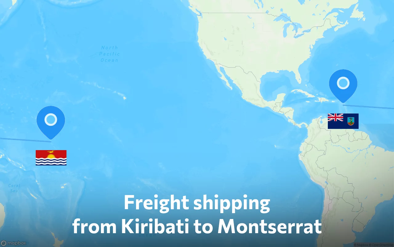 Shipping route from Kiribati to Montserrat