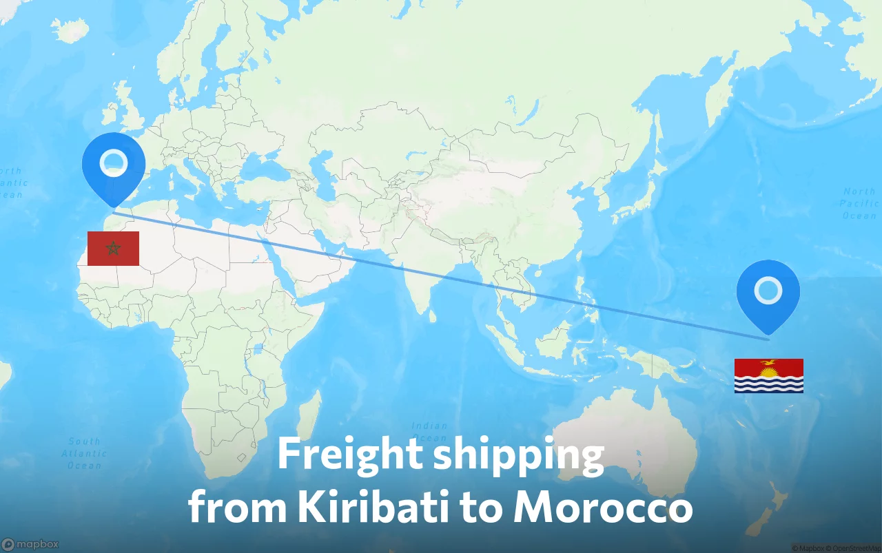 Shipping route from Kiribati to Morocco