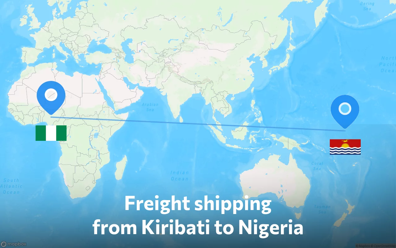 Shipping route from Kiribati to Nigeria