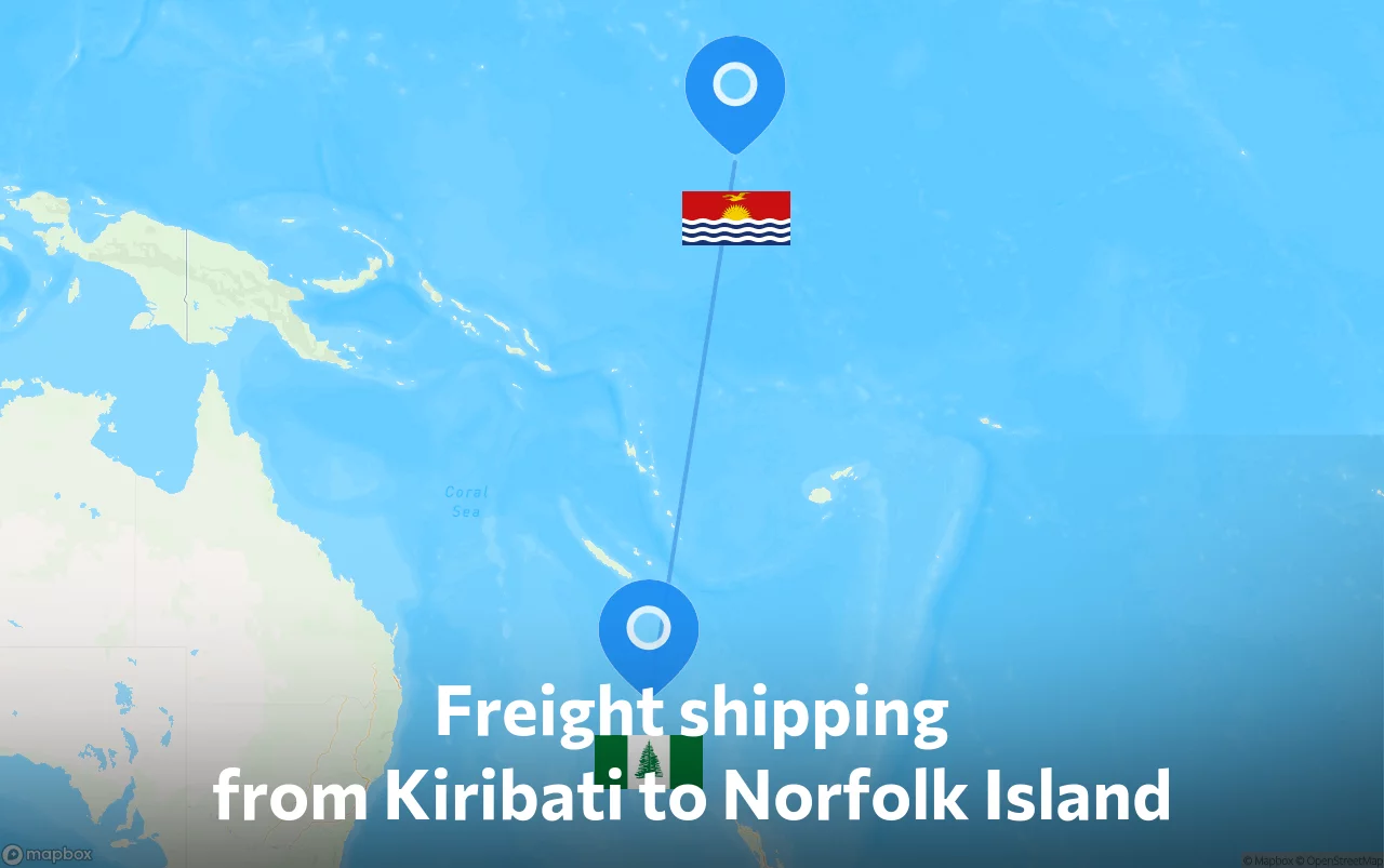 Shipping route from Kiribati to Norfolk Island