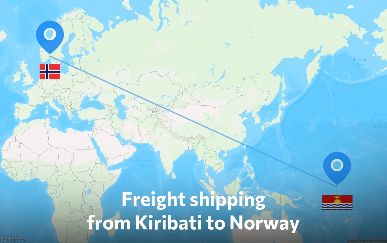 Shipping route from Kiribati to Norway