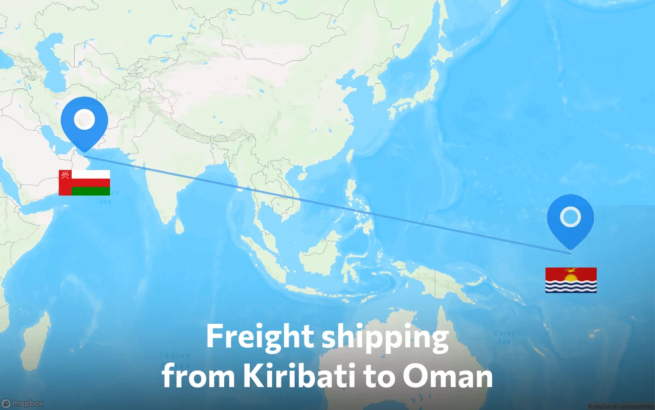 Shipping route from Kiribati to Oman