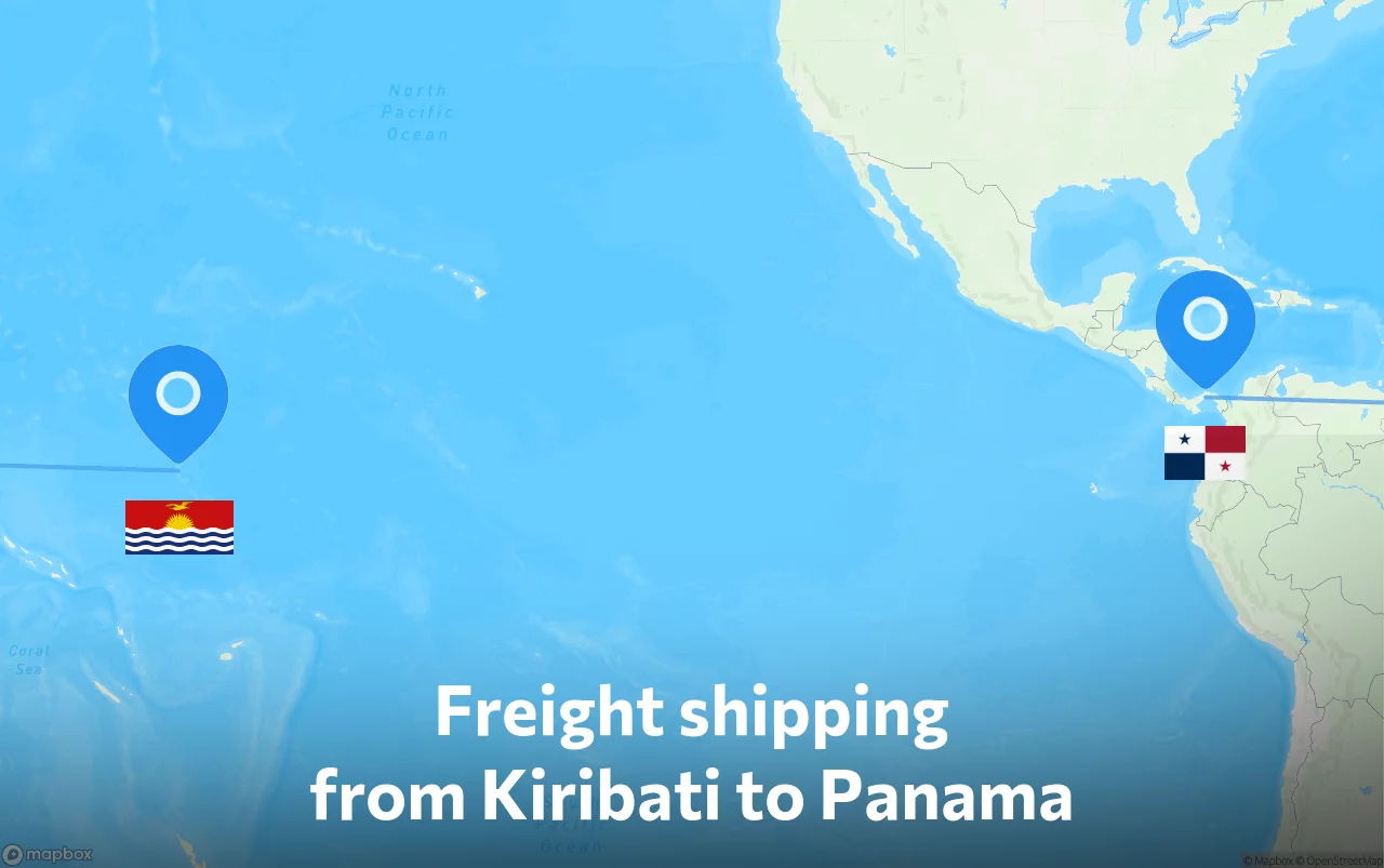 Shipping route from Kiribati to Panama