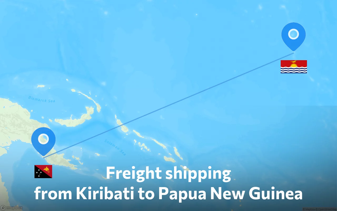 Shipping route from Kiribati to Papua New Guinea