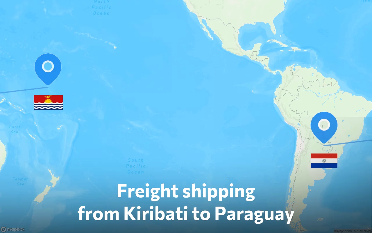Shipping route from Kiribati to Paraguay