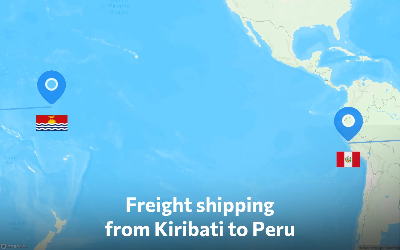 Shipping route from Kiribati to Peru