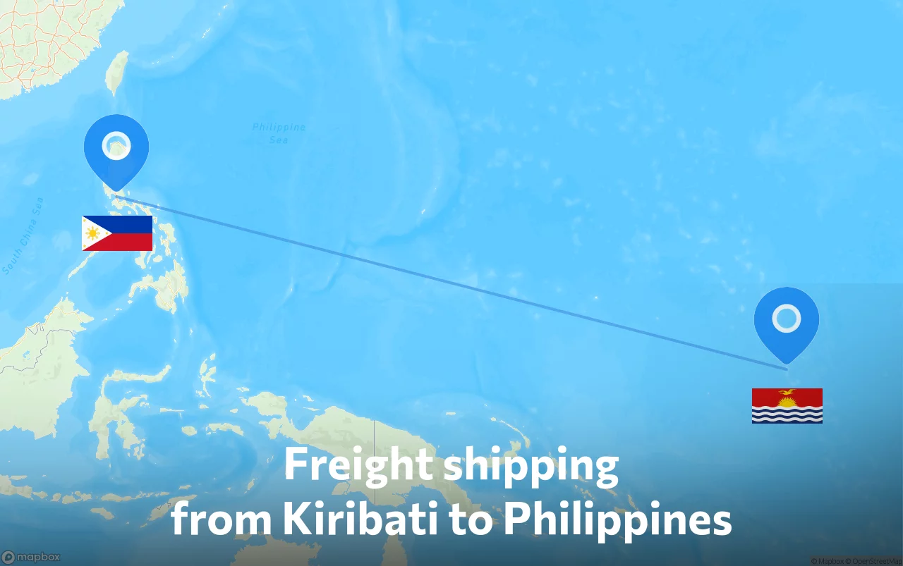 Shipping route from Kiribati to Philippines