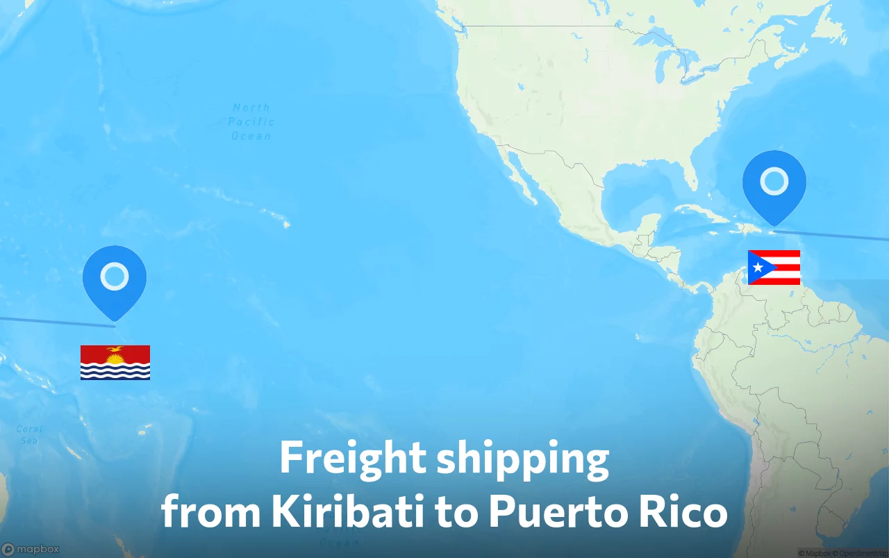 Shipping route from Kiribati to Puerto Rico