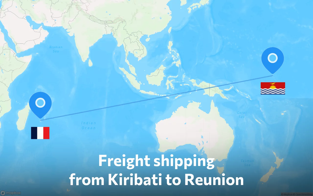 Shipping route from Kiribati to Reunion