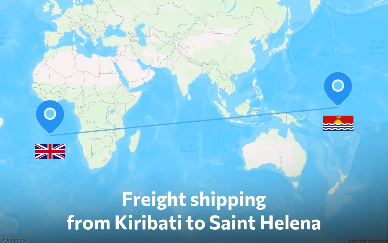 Shipping route from Kiribati to Saint Helena