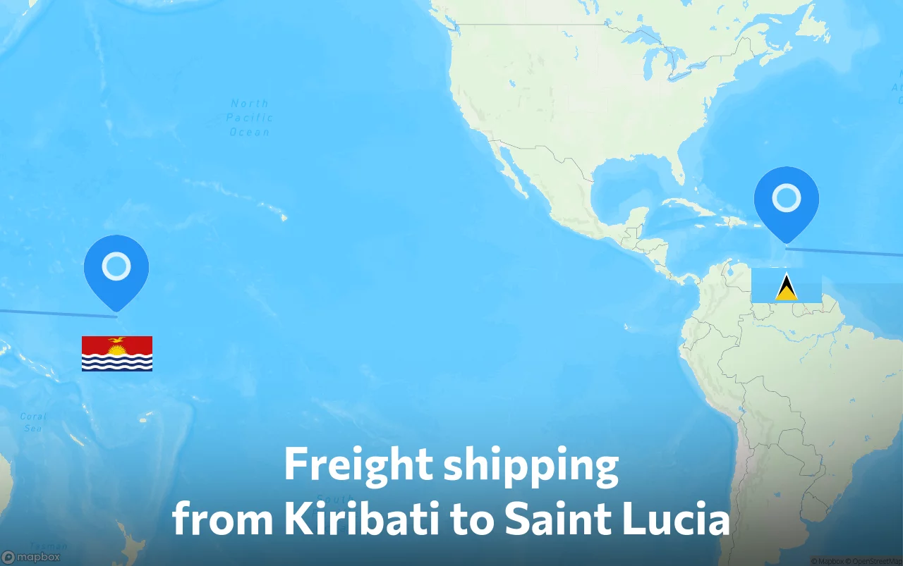 Shipping route from Kiribati to Saint Lucia