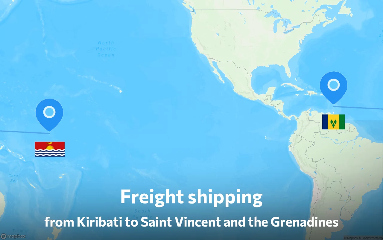 Shipping route from Kiribati to Saint Vincent and the Grenadines