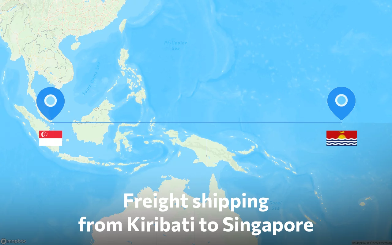 Shipping route from Kiribati to Singapore