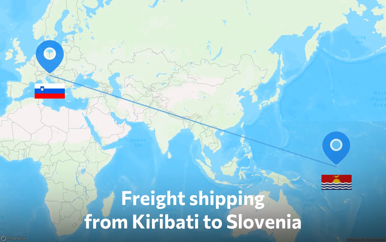 Shipping route from Kiribati to Slovenia