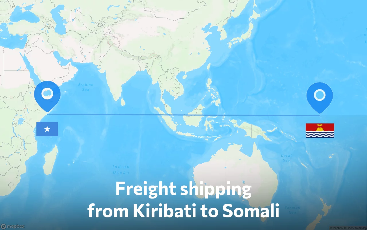 Shipping route from Kiribati to Somali