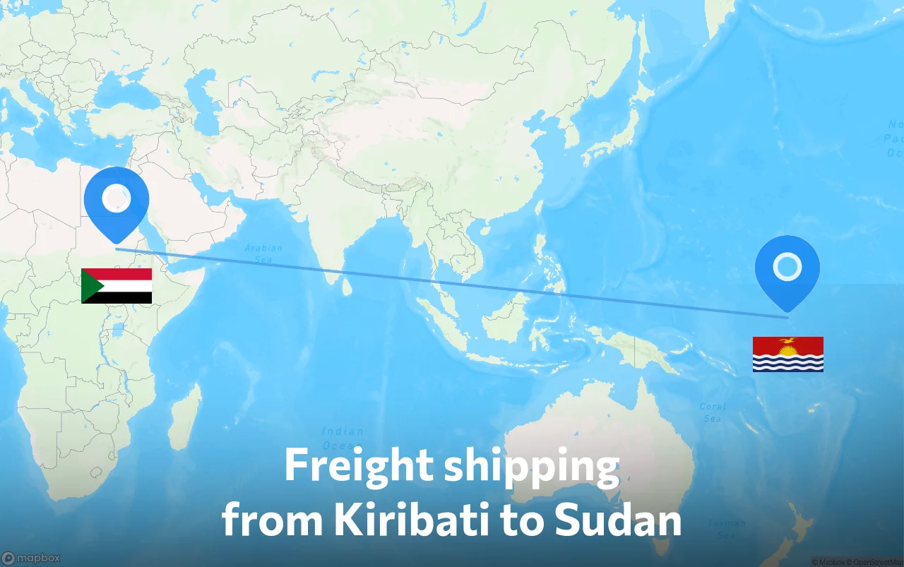 Shipping route from Kiribati to Sudan