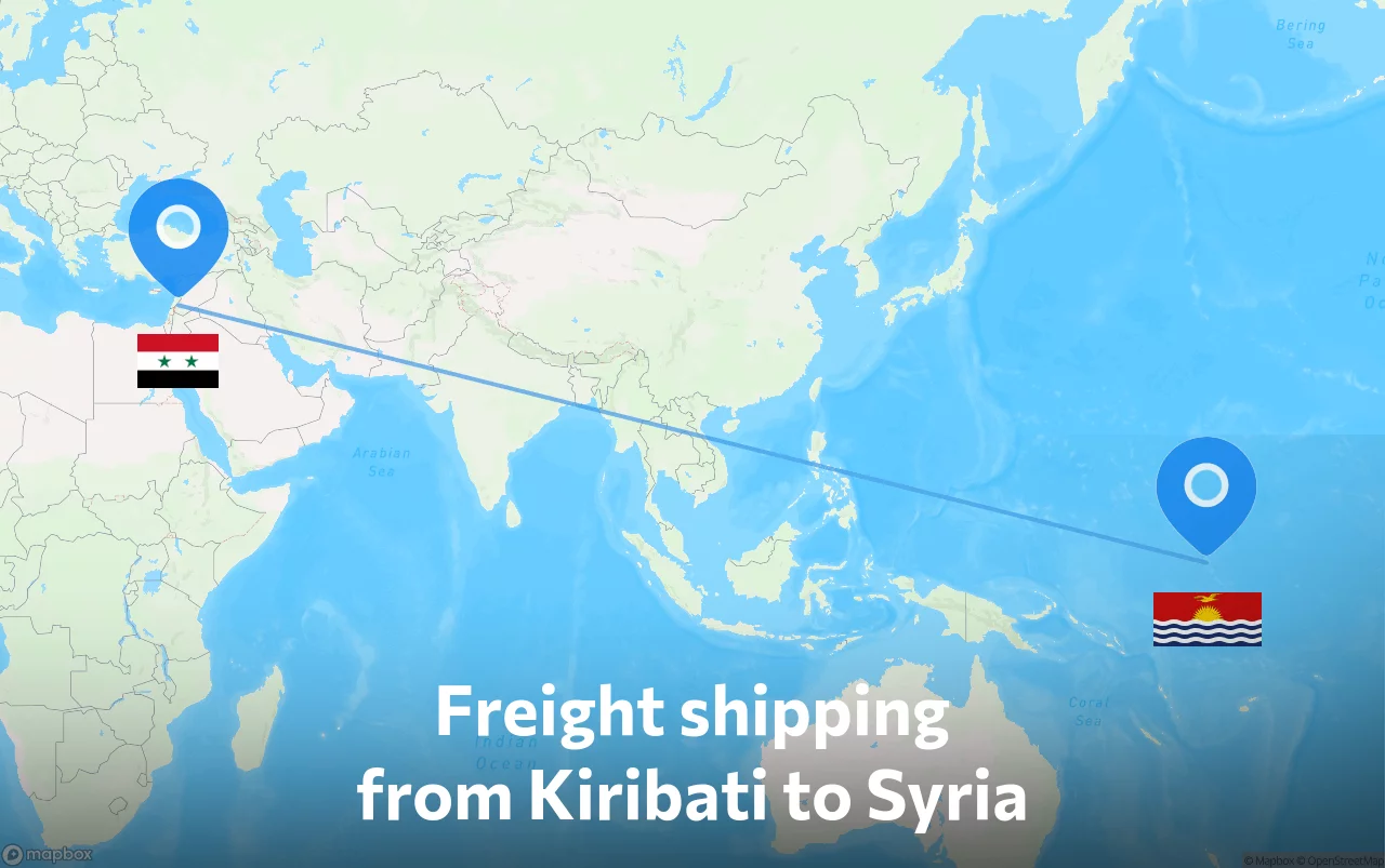 Shipping route from Kiribati to Syria