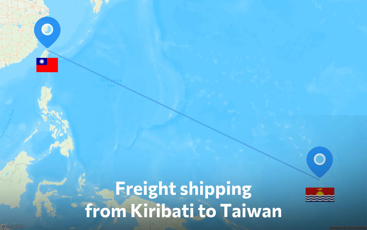 Shipping route from Kiribati to Taiwan