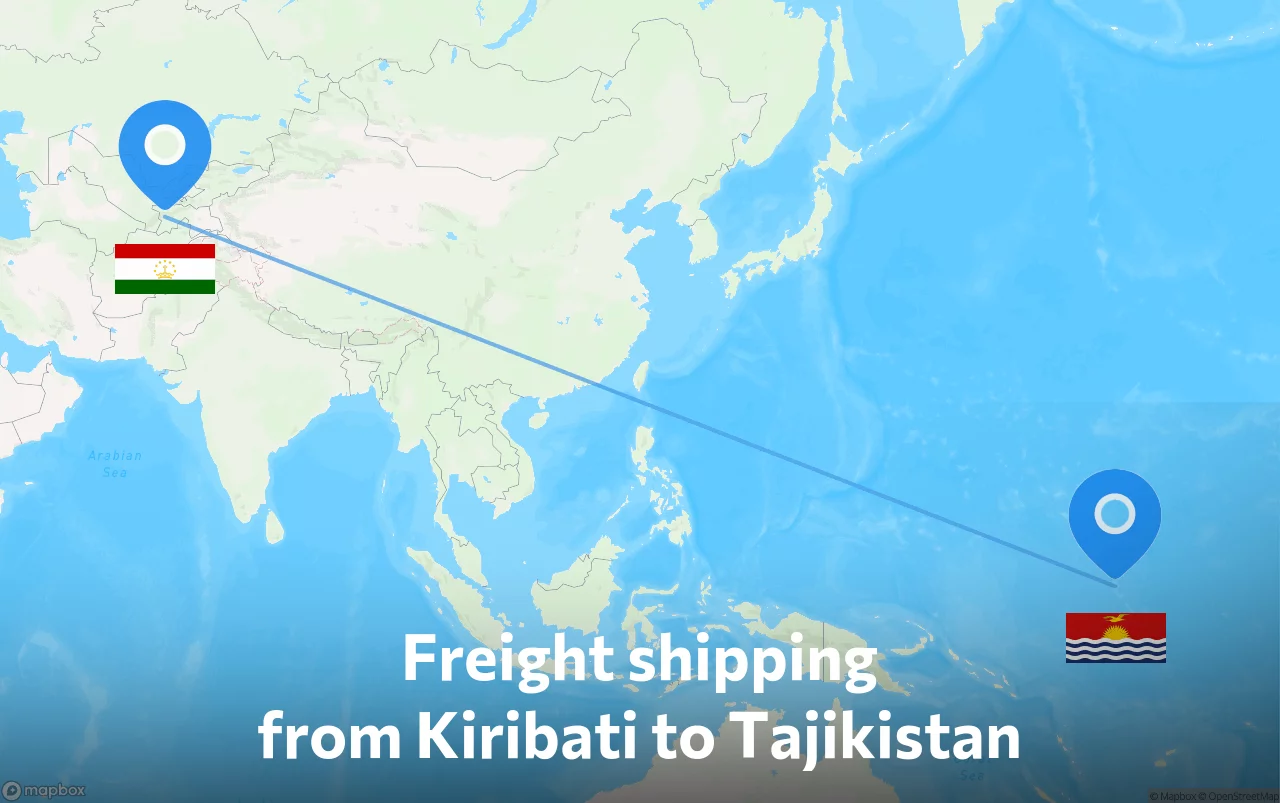 Shipping route from Kiribati to Tajikistan