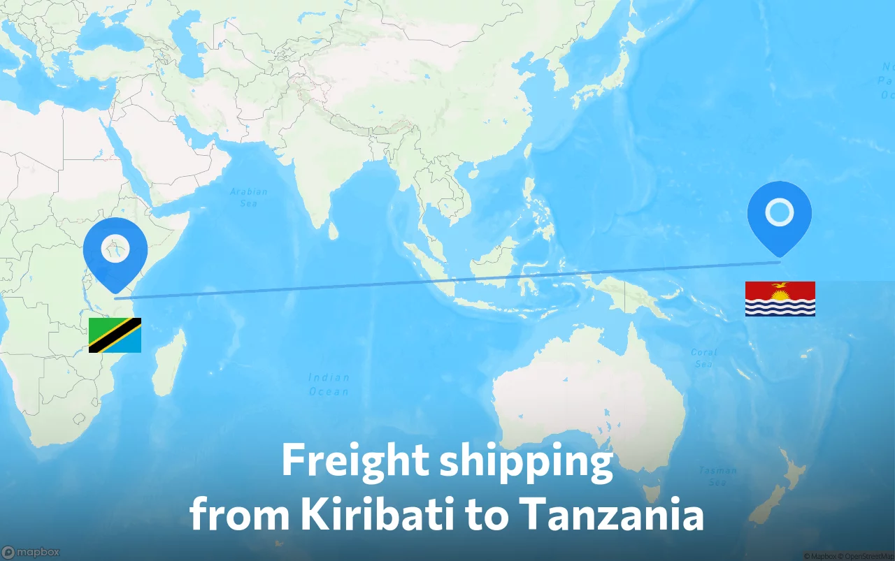 Shipping route from Kiribati to Tanzania