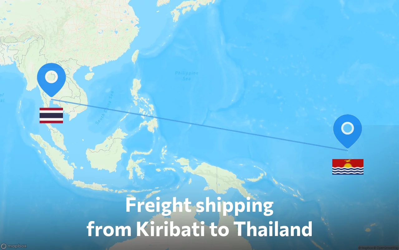 Shipping route from Kiribati to Thailand