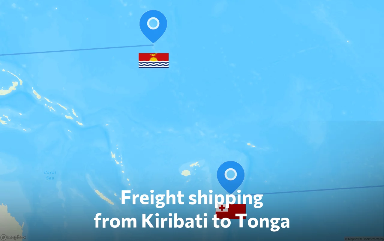 Shipping route from Kiribati to Tonga