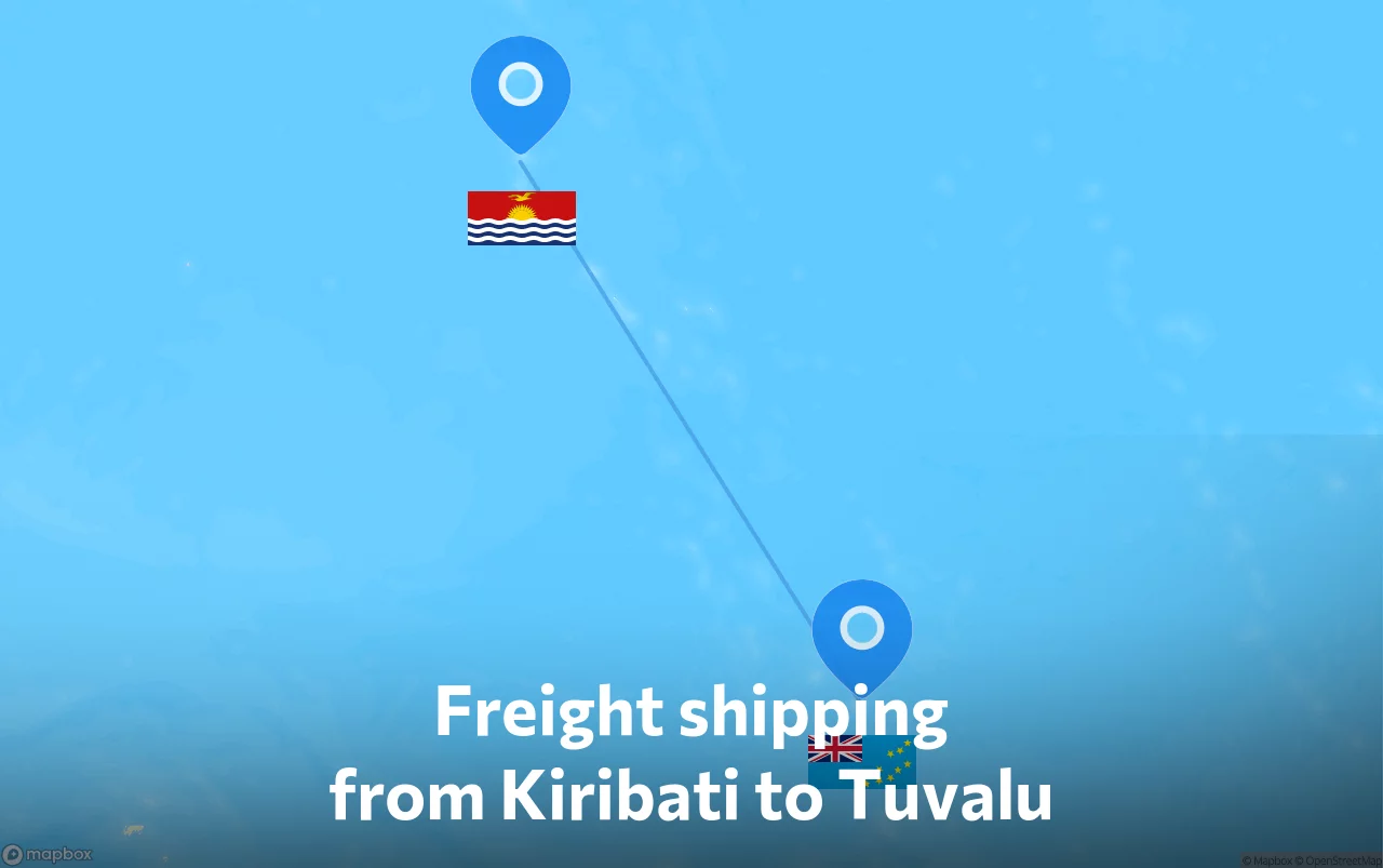 Shipping route from Kiribati to Tuvalu