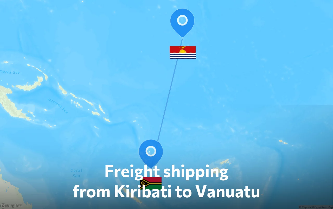 Shipping route from Kiribati to Vanuatu