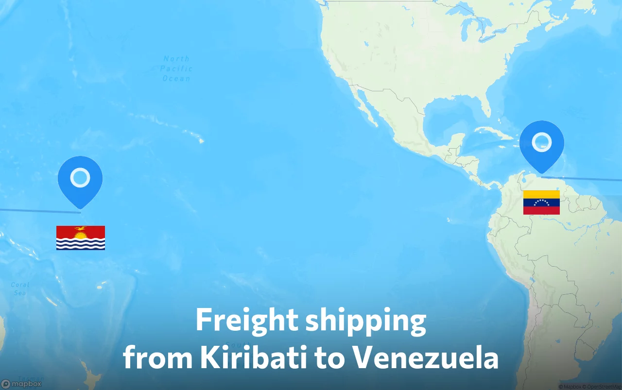 Shipping route from Kiribati to Venezuela