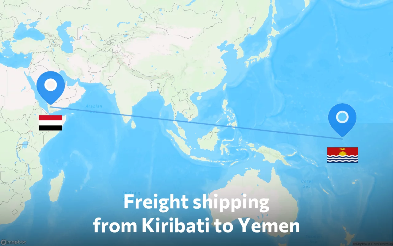 Shipping route from Kiribati to Yemen