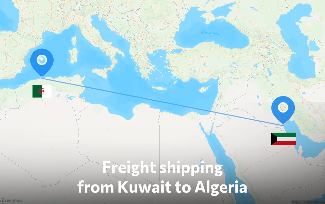 Shipping route from Kuwait to Algeria