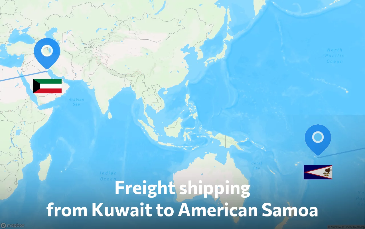 Shipping route from Kuwait to American Samoa