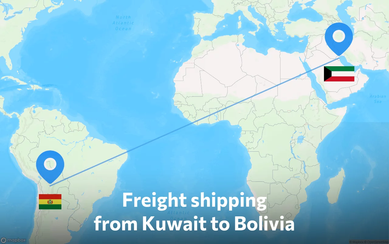 Shipping route from Kuwait to Bolivia