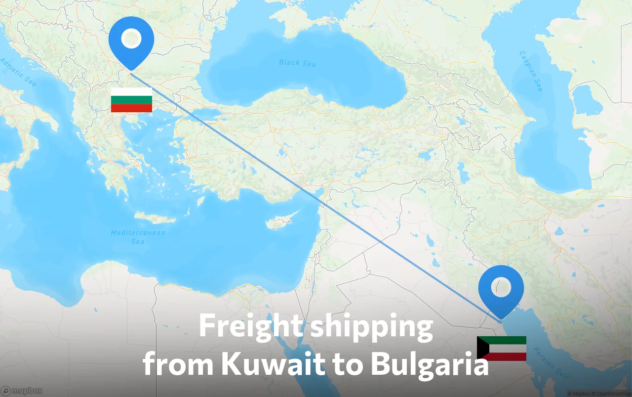 Shipping route from Kuwait to Bulgaria