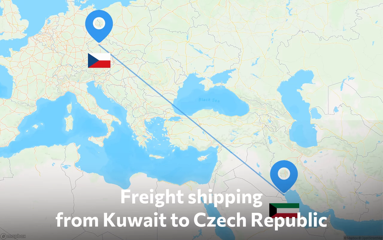 Shipping route from Kuwait to Czech Republic