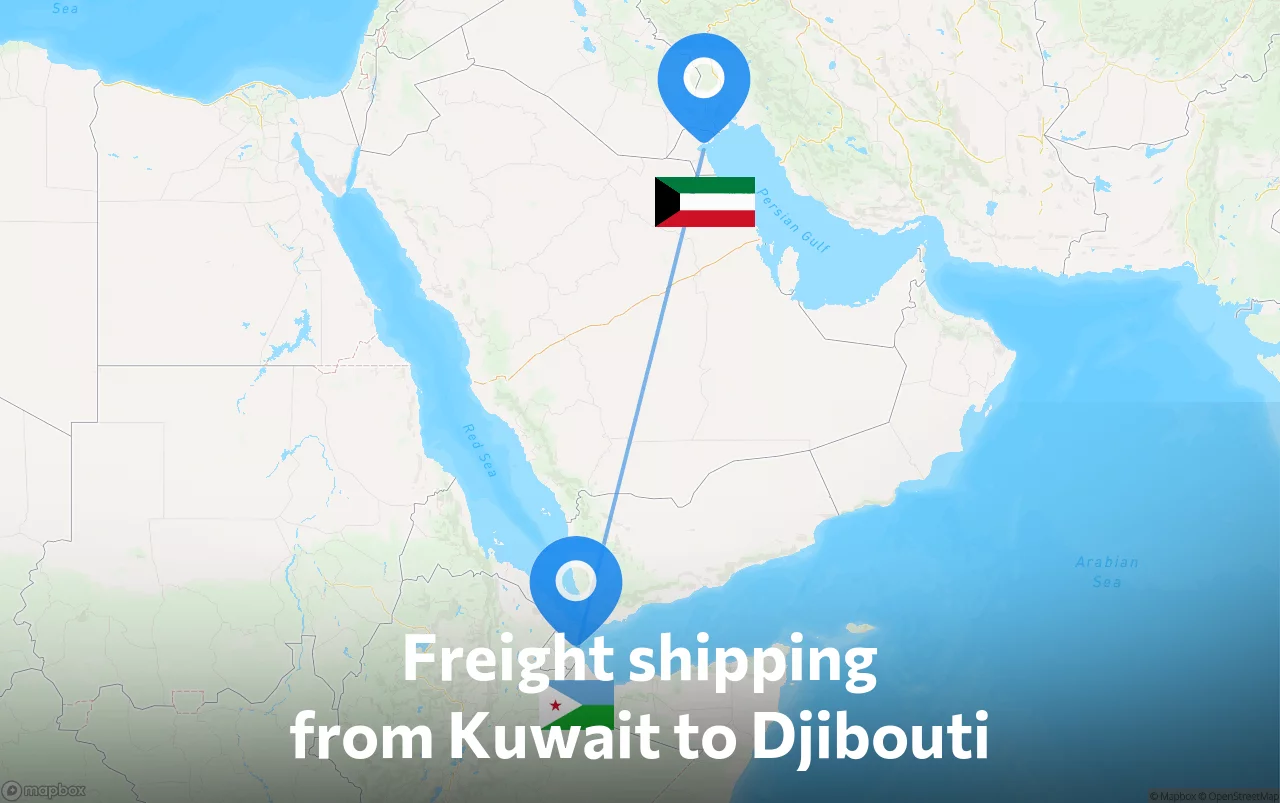 Shipping route from Kuwait to Djibouti