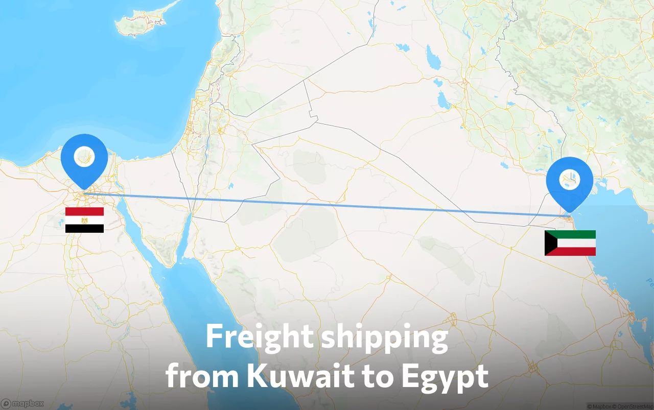 Shipping route from Kuwait to Egypt