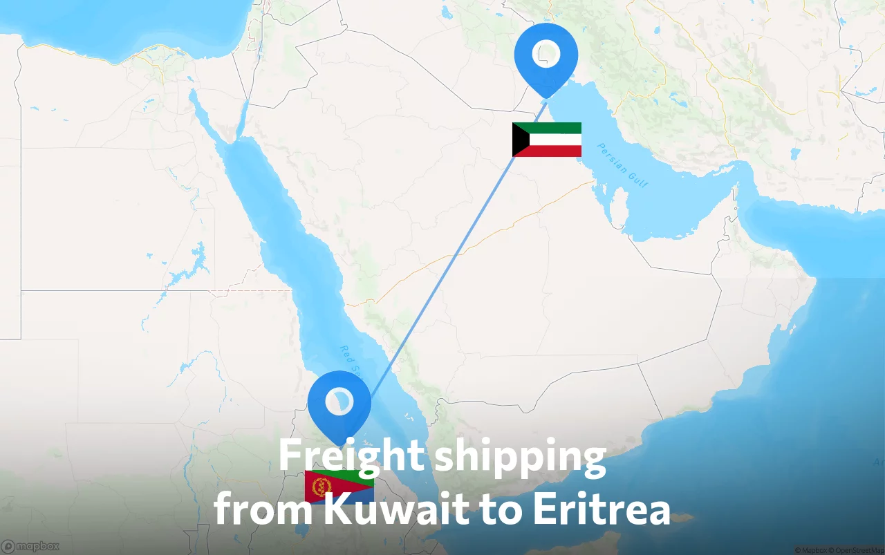Shipping route from Kuwait to Eritrea
