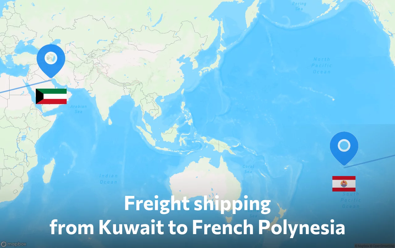 Shipping route from Kuwait to French Polynesia